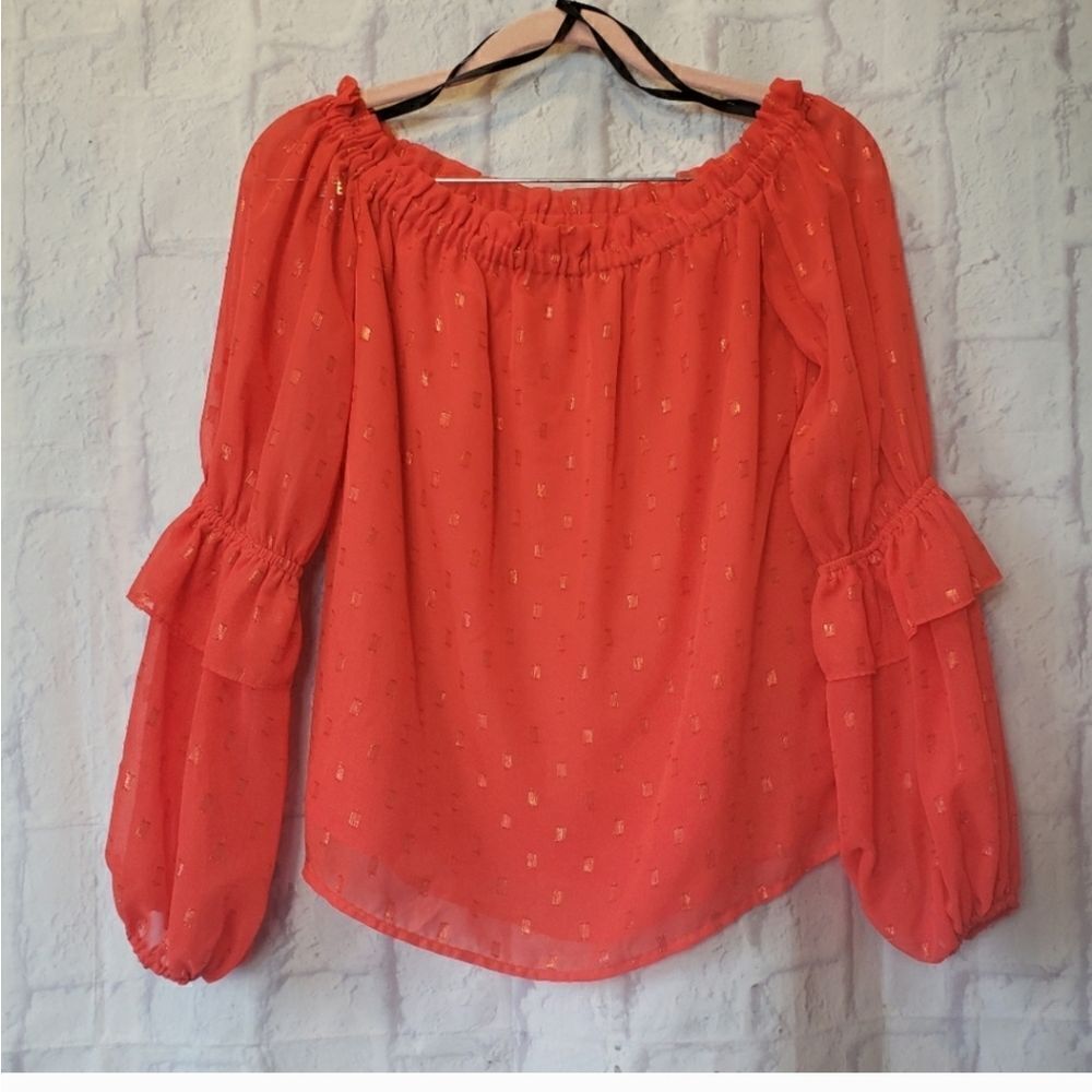 BEBE Chiffon Off-Shoulder Blouse XXS